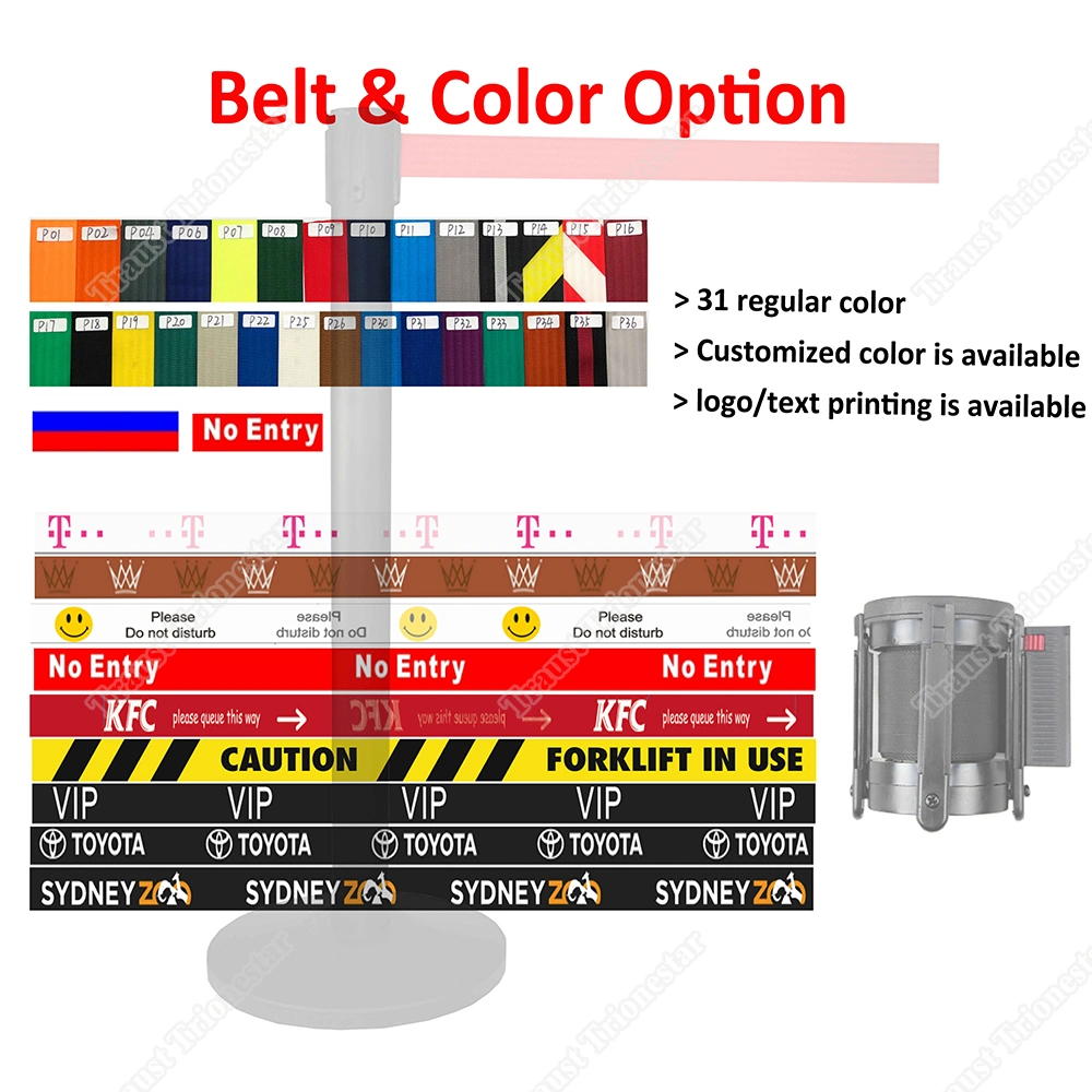 Traust Wall Mounted Magnetic Queue Retractable Belt Queue Barrier Stanchion