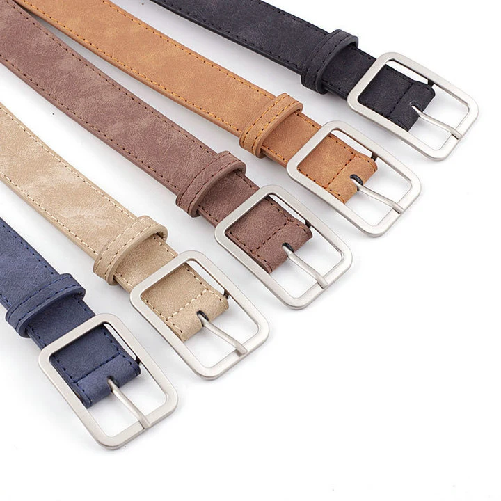 Simple and Versatile Square Buckle Faux Leather Belt Fashion Belt Retro Student Belt Unisex PU Belt Custom Belt