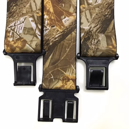 Suspensórios de trabalho com fivela de plástico de 50 mm estampados por sublimação de camuflagem 5 cm cinta elástica resistente com logotipo personalizado